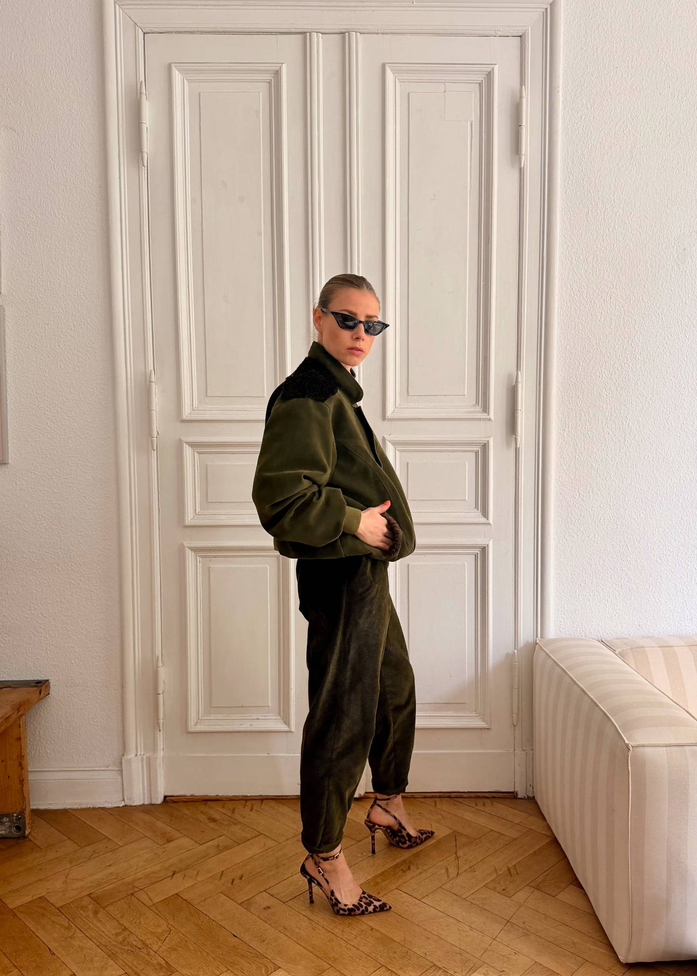 Olive Green Reworked Bomber