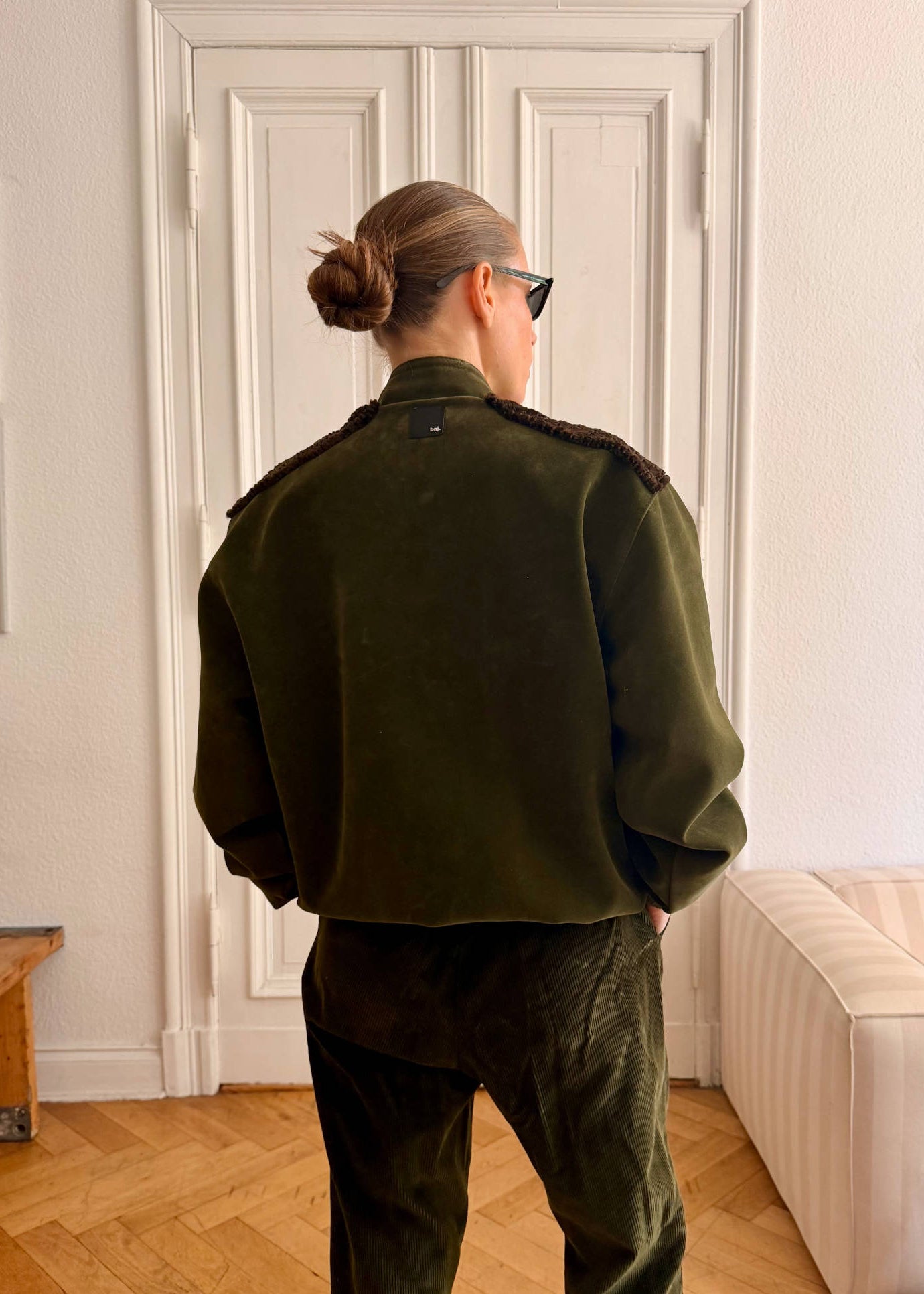 Unique Khaki Bomber Back 