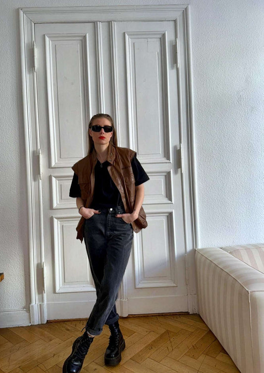 Leather Vest "FISHBOY." - baj.